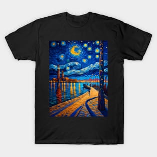 Venice beach at starry night T-Shirt